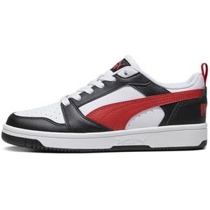 PUMA uniseks Rebound V6 Lo Jr Sneaker voor kinderen, wit voor altijd, rood, zwart