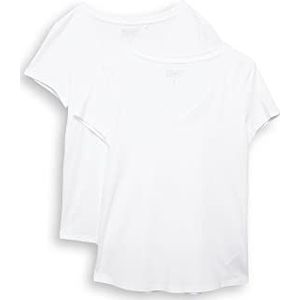 ESPRIT Set van 2 T-shirts van bio-katoenmix, wit, L
