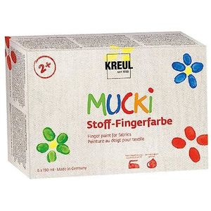 KREUL 28420 - Mucki stoffen vingerverf, heldere kleuren op waterbasis voor kinderen vanaf 2 jaar