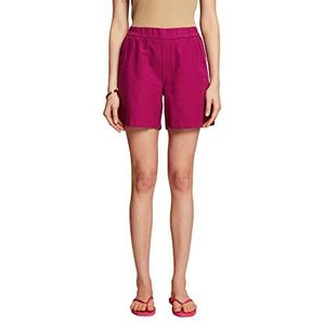 ESPRIT pull-on shorts, mix van katoen en linnen, donkerroze (dark pink), 32