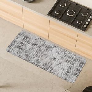 Comart - Keukentapijt Austin, waterdicht, antislip, vuilafstotend, machinewasbaar, loper van polyester, voor hal en keuken, Made in Italy, grijze bouwstenen, 50 x 130 cm
