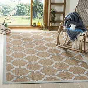 Safavieh Courtyard Collection CY6003-14 Cream and Green Indoor/Outdoor Area Rug modern 5'3"" Square bruin/aqua