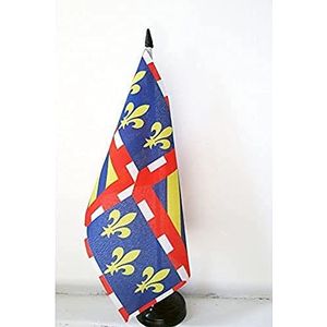 Bourgondische Tafelvlag 14x21 cm - Franse regio Bourgogne Desk Vlag 21 x 14 cm - Zwarte plastic stok en voet - AZ FLAG