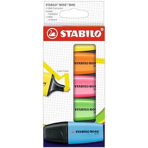 Tekstmarkeerstift - STABILO BOSS MINI - 5 stuks - met 5 verschillende kleuren