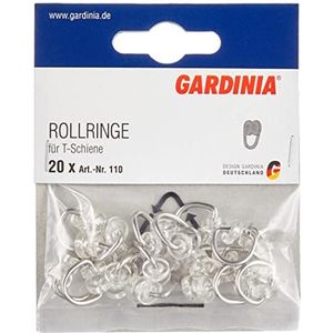 Gardinia - T-rollen - Grijs/Transparant - Glijder voor Gordijnen - 20 Stuks