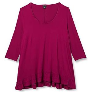 Avenue Dames Plus Size Top Ella Ruffle Shirt, Cerise, 48-50 grote maten