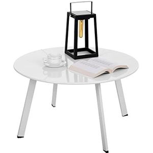 Fokebel Bijzettafel van metaal, ronde tuinbijzettafel, koffietafel en salontafel met verstelbare tafelpoten, wit, diameter 70 x 40 cm