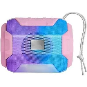Bluetooth-luidspreker, RGB, 10 W, roze, krachtig geluid en aanpasbare lichten, ideaal voor feestjes en een betere muziekervaring.