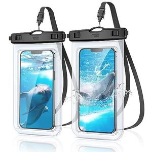 YOSH Waterdichte Telefoonhoesje, IPX8 Kristalhelder Waterdicht Telefoonhoes voor Zwemmen 2 stuks, Onderwater Droge Zak voor iPhone 15 14 Pro Max Plus, Samsung Oneplus tot 7 inch Transparant