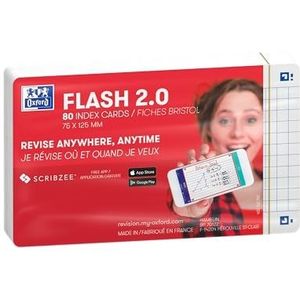 Oxford Flash 2.0 Flashcards A7 geruit 5mm wit pak 80 kaartjes