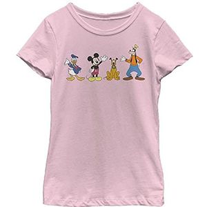 Disney Characters 4 Friends Girl's Solid Crew Tee, Light Pink, X-Small, Rosa, XS