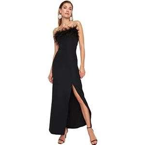 Trendyol Vrouwen Maxi Bodycon Getailleerde Geweven Avondjurk, Zwart, 62