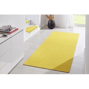 HANSE Home Indoor tapijt Fancy – woonkamertapijt effen modern velours tapijt voor eetkamer, woonkamer, kinderkamer, hal, slaapkamer, keuken – geel, 80 x 200 cm