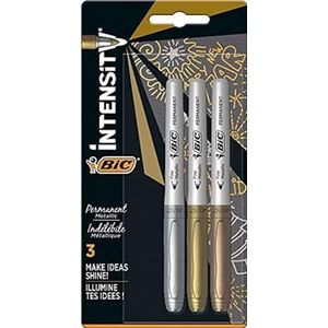 BIC Marking permanent marker ""METALLIC"" Blister à 3 Stuk gold/silber/bronze