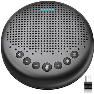 eMeet - Bluetooth luidspreker voor conferenties - USB handsfree installatie voor 5-10 personen met 360° spraakherkenning met dongles, voor zoom, Skype, VoIP PC, Skype for Business enz.