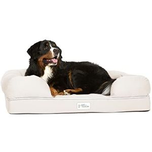 PetFusion Ultimate Memory Foam Hondenbed Lounge Orthopedisch Comfortabel Groot Waterdicht Bed Voor Grote Honden - Zandsteen - X-Large (112 x 86 x 25cm)