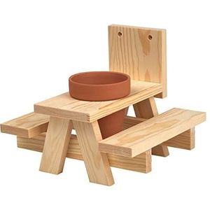 moses Eekhoorn picknicktafel, eekhoorntje voederplaats voor tuin, balkon, terras of in het aanliggende bos, voederstation om zelf vorm te geven, van hout en keramiek