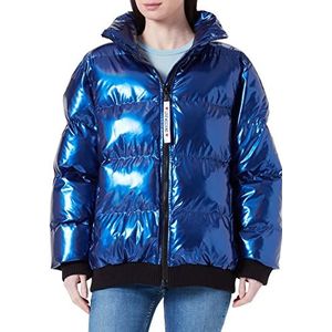 Love Moschino Technical Fabric Allover bedrukte jas voor dames, Blauw, S