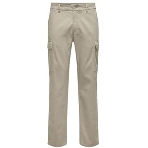 ONLY & SONS Onsnicky Cargo Straight 0241 Pant Noos, Chinchilla, 31W x 34L