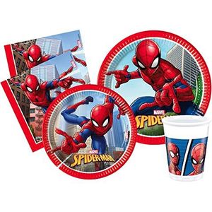 Party Tableware Set Marvel Spider-Man Crime Fighter for 8 people (44 pcs: 8 paper plates Ø23cm, 8 paper plates Ø20cm, 8 cups 200ml, 20 paper napkins 33x33cm)