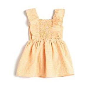 Koton Babygirls Ruffle Gimped Detail Gingham Patroon Jurk, Oranje Check (2c2), 12-18 maanden