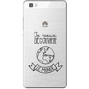 Zokko Beschermhoes voor Huawei P8 Lite Je Veux decover, Le Monde – zacht, transparant, zwarte inkt