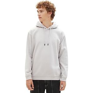 TOM TAILOR Denim Basic hoodie voor heren met geborduurd logo, 11754-Light Dove Grey, XL