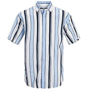 JACK & JONES Heren Joraloha Stripe Ss Shirt, Cashmere Blue/Stripes:/Relaxed, M