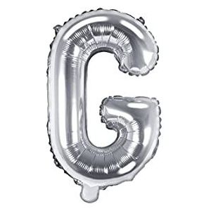 PartyDeco - Folieballon Mylar in de vorm van een letter G zilver 35 cm verjaardag volwassenen kinderen, kleur, FB2M-G-018