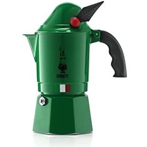 Bialetti - Moka Express Alpina: De Iconische Espressomaker Voor Op De Kookplaat, Voor Echte Italiaanse Koffie, 3 Kops Moka Percolator (130 Ml), Aluminium, Groen