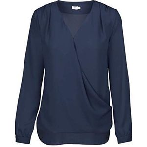 Seidensticker Damesblouse, modieuze blouse, wikkellook, lange mouwen, viscose, blauw (blauw 19), 46