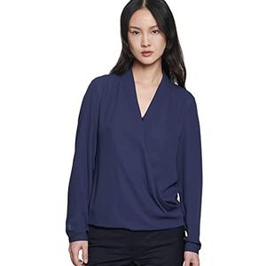 Seidensticker Damesblouse, modieuze blouse, wikkellook, lange mouwen, viscose, blauw (blauw 19), 34