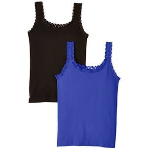 Luigi di Focenza Dames Top 1687, 2-pack, blauw (koningsblauw-zwart 334/001), 38