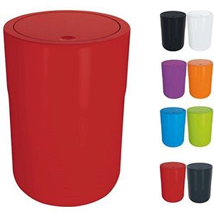 Spirella Design cosmetica-emmer Cocco met extra ring voor vuilniszakken, pedaalemmer met schommeldeksel, afvalemmer met kanteldeksel, 5 liter (Ø x h): 19 x 26 cm, rood