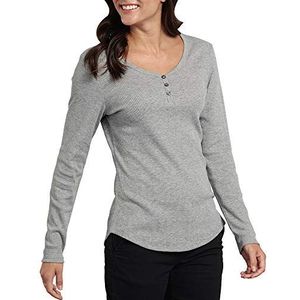 Dickies Henley-shirt met lange mouwen en 3 knopen voor dames, Grafiet Single Dye, S
