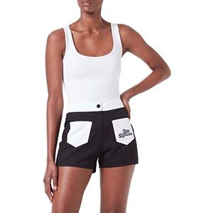 Love Moschino Casual shorts voor dames met hoge taille in katoen en nylon met contrasterende kleuren, zwart wit, 42 NL