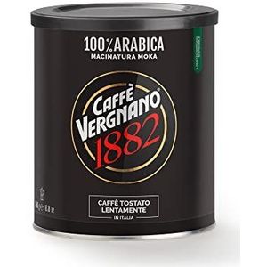 Caffè Vergnano 1882 Koffieblik 100% Arabica gemalen mokka - 250 g verpakking