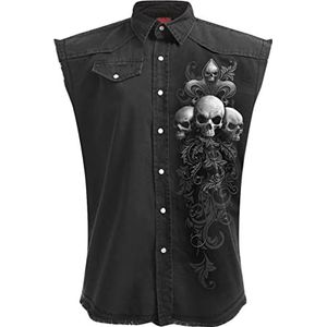 Spiral Skull Scroll Vest zwart L 100% katoen Biker, Gothic, Horror, Rock wear, Schedels