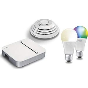 Bosch Smart Home & LEDVANCE Rookmelder, starterset met app-functie en geïntegreerde ledlampen (compatibel met Apple HomeKit)