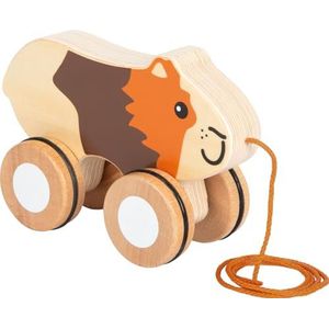 small foot houten trekspeelgoed cavia, trekspeelgoed met rubberen wielen, bevordert de motoriek en het leren lopen, voor kinderen vanaf 1 jaar, 12634