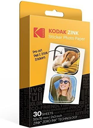 Kodak 2""x3"" Premium Zink Pre-Cut Sticker Fotopapier (30 Vellen) Compatibel met alle Kodak 2x3"" Instant Print-producten - behalve Printomatic