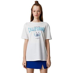 Koton T-shirt met korte mouwen voor dames, ecru (010), XL