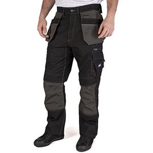 Lee Cooper Workwear LCPNT224 Contrast Multi & Holster Pocket Kniebeschermers Werkveiligheid Cargo Broek Broek, Zwart, 36W x 29L