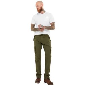Joe Browns Herenmode, relaxte pasvorm, rechte pijpen, cargobroek, kaki, ontspannen, 32S, Kaki, 32W / 30L