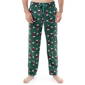 Varsity Heren Lite Touch slaapbroek van fleece pyjamabroek, donkergroen/pinguïn, X-Large, donkergroen/pinguïn, XL
