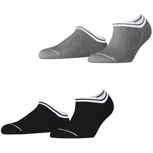 ESPRIT Dames Korte sokken Base Stripe Multipack W Sn katoen kort gedessineerd 2 paar, Veelkleurig Grey Navy Blue 0050, 35-38