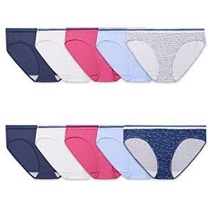 Fruit of the Loom Ondergoed (verpakking van 12 stuks) voor dames, Katoen - lage taille - verpakking van 10 stuks - kleuren kunnen variëren, 8