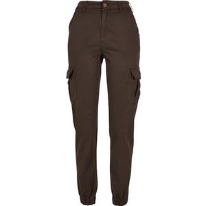 Urban Classics Cargobroek voor dames, hoge taille, cargo-broek met opgestikte zakken, verkrijgbaar in vele kleuren, maten 26-34, bruin, 34