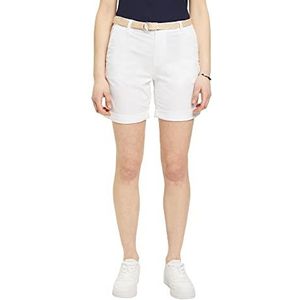 ESPRIT Shorts met gevlochten raffia-riem, wit, 32