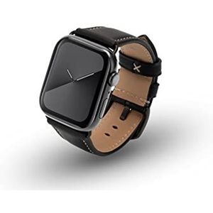 JT Berlin Charlie armband voor Apple Watch 49 mm / 45 mm / 44 mm / 42 mm leren armband [Watch Ultra, Watch SE, Series 8/7/6/5/4/3/2/1, roestvrij stalen sluiting] zwart/zwart